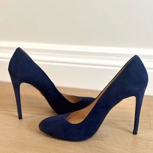 Prada Deep Blue Suede Heels Size 38.5